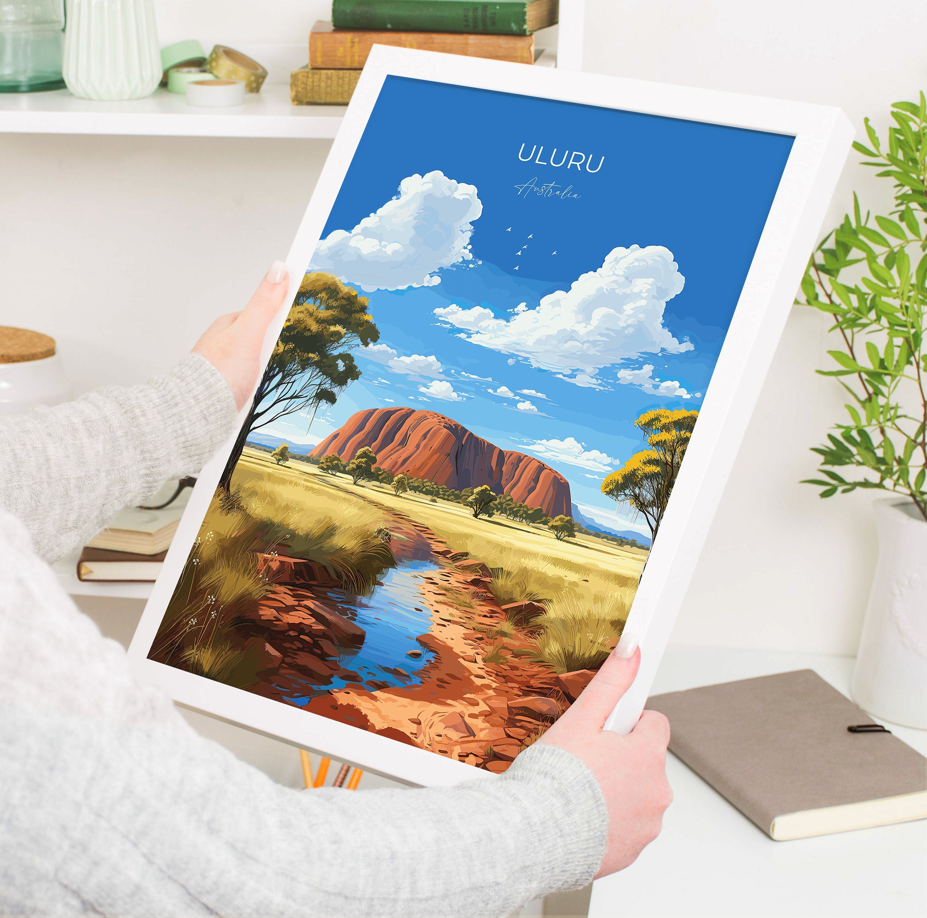 Uluru Wall Art Travel Print, Travel Poster of Uluru, Australia Poster, Uluru Art Gift, Ayres Rock Art Travel Gift NQ Media Designs