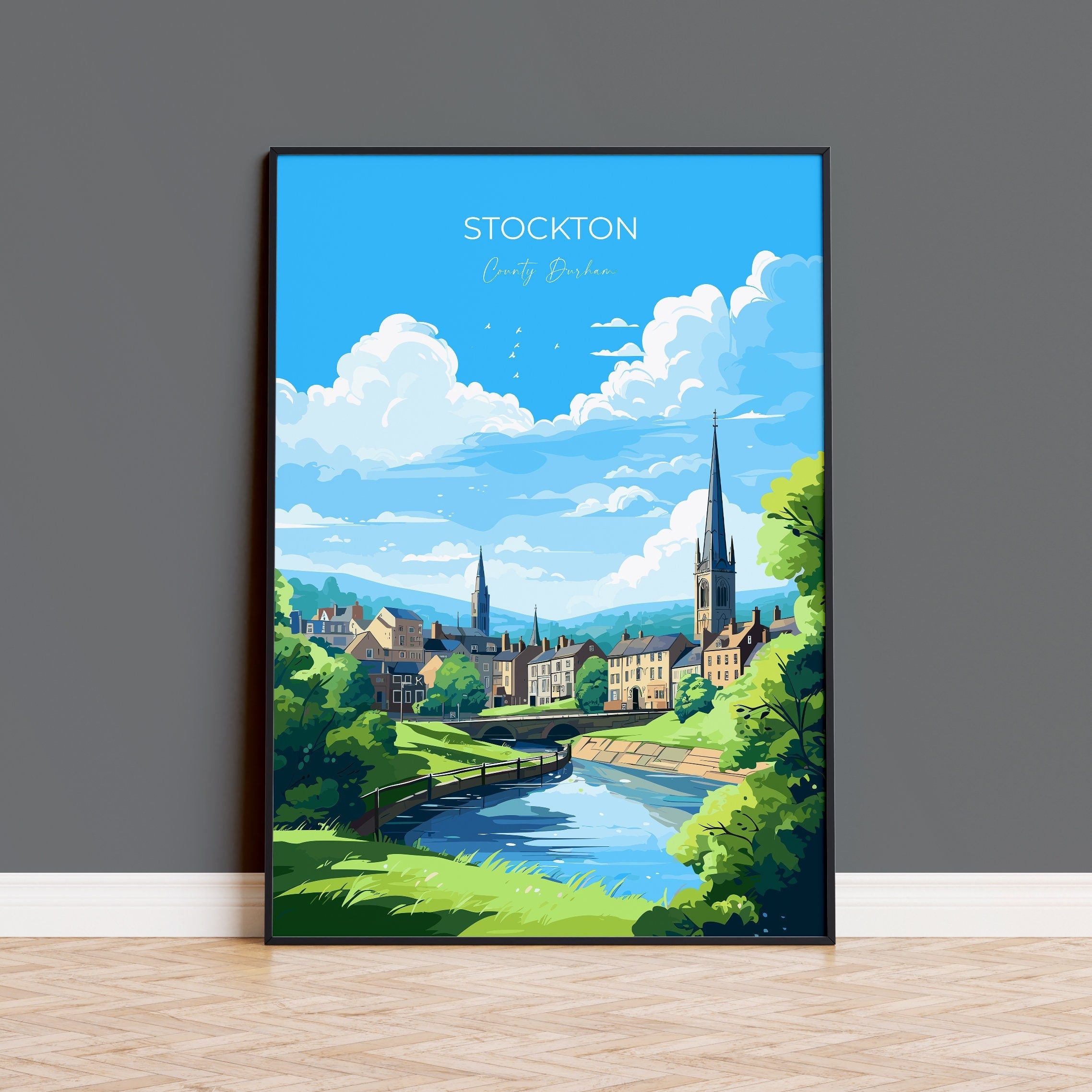 Stockton Print Travel Wall Art, Travel Poster of Stockton on Tees,Stockton Art Print, County Durham Wall Print, Stockton Gift, NQ Media Designs