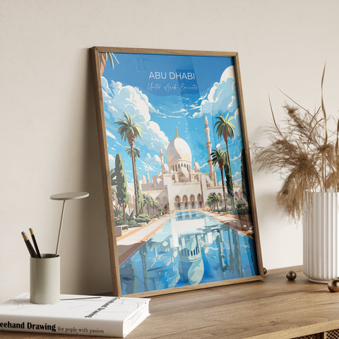 Abu Dhabi Travel Poster Wall Art, Travel Print of Abu Dhabi , United Arab Emirates, Abu Dhabi  Art Gift, Wall Art Travel Gift