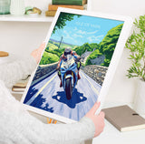 Isle of Man Print Motorbike Wall Art, Travel Poster of Isle of Man, Motorbike Racing Art, Isle of Man Art Gift,British Isles Wall Art NQ Media Designs