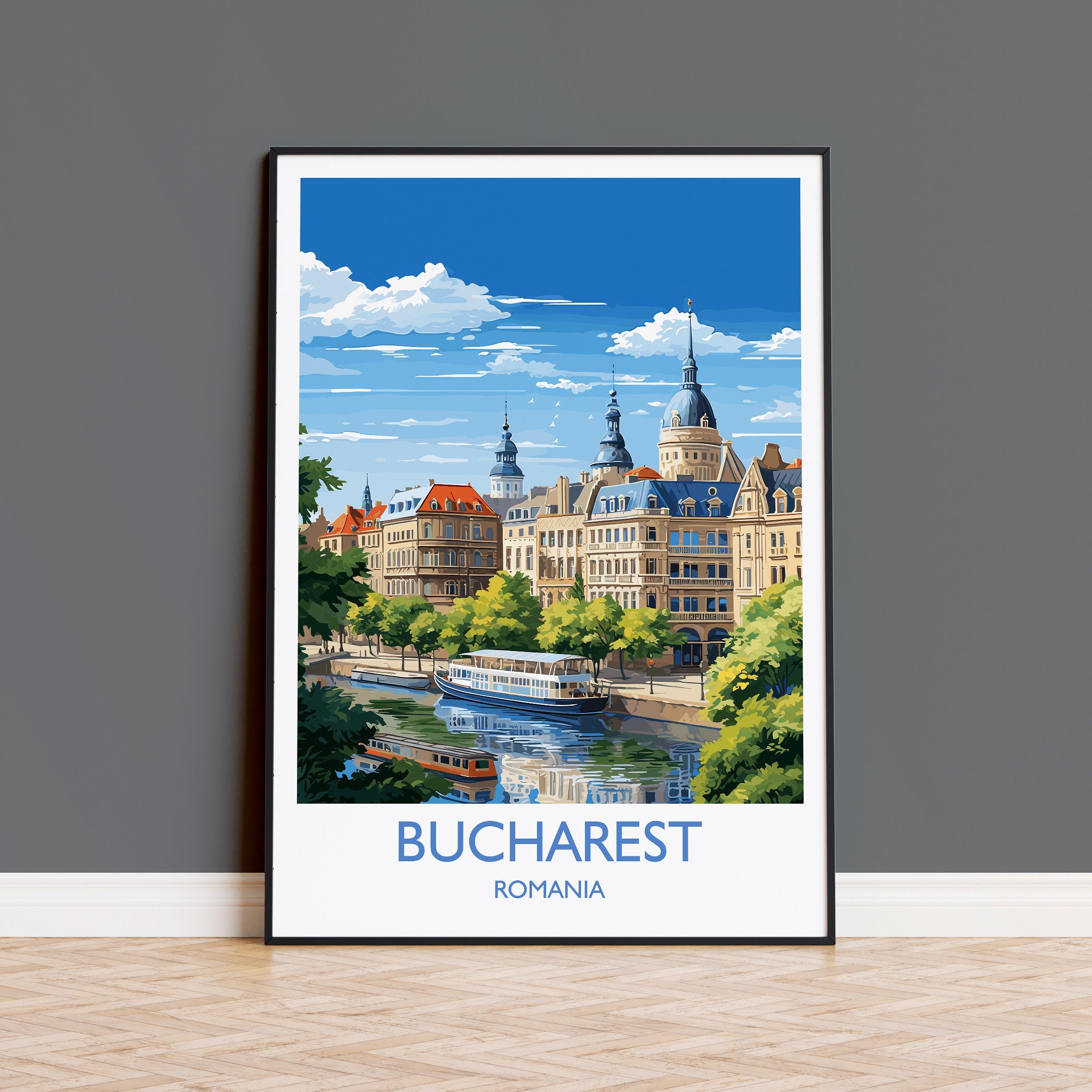 Bucharest Wall Art Travel Poster, Travel Print of Bucharest , Romania Poster, Bucharest Art Gift, Romania Art Travel Gift NQ Media Designs