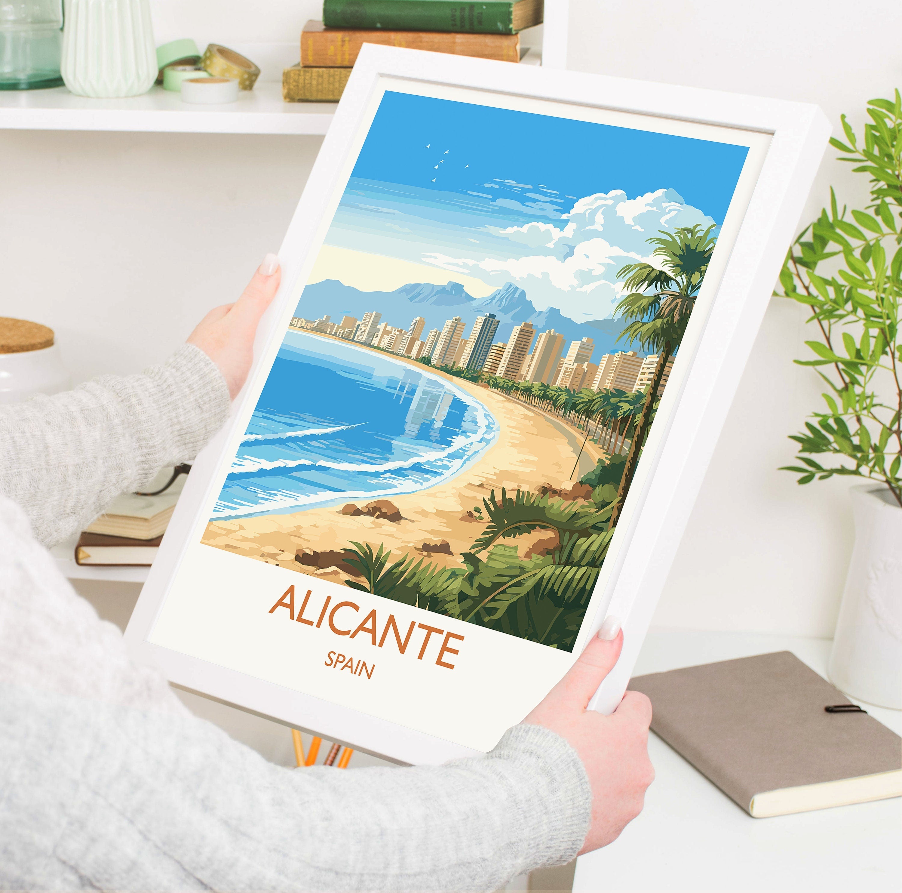 Alicante Travel Print Wall Art, Travel Poster of Alicante, Spain, Alicante Art Gift, Spanish Coast Art NQ Media Designs