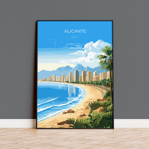 Alicante Travel Print Wall Art, Travel Poster of Alicante, Spain, Alicante Art Gift, Spanish Coast Art