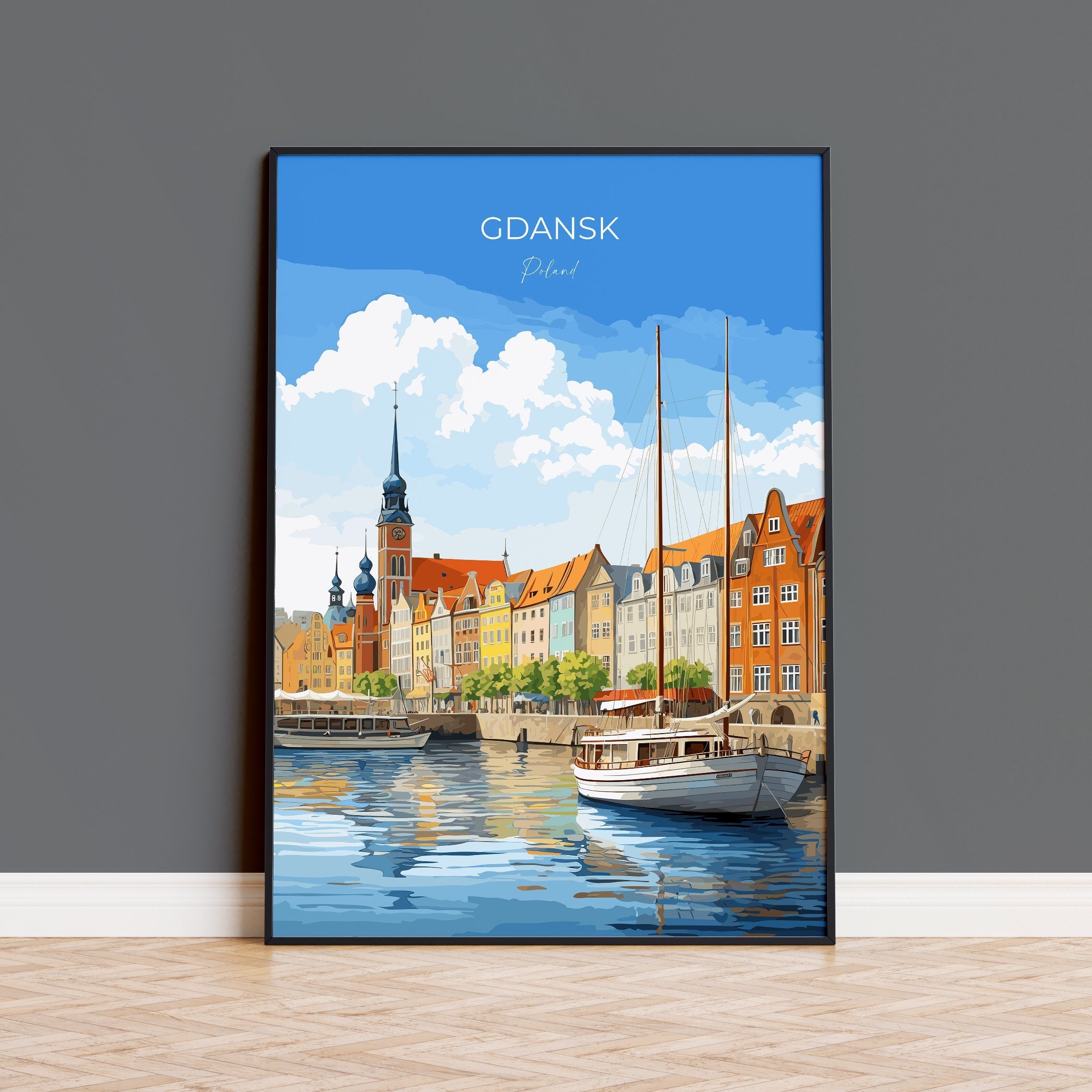 Gdansk Print Wall Art, Travel Poster of Gdansk, Gdansk Gift Art, Poland Wall Art, Travel Lovers Gift NQ Media Designs