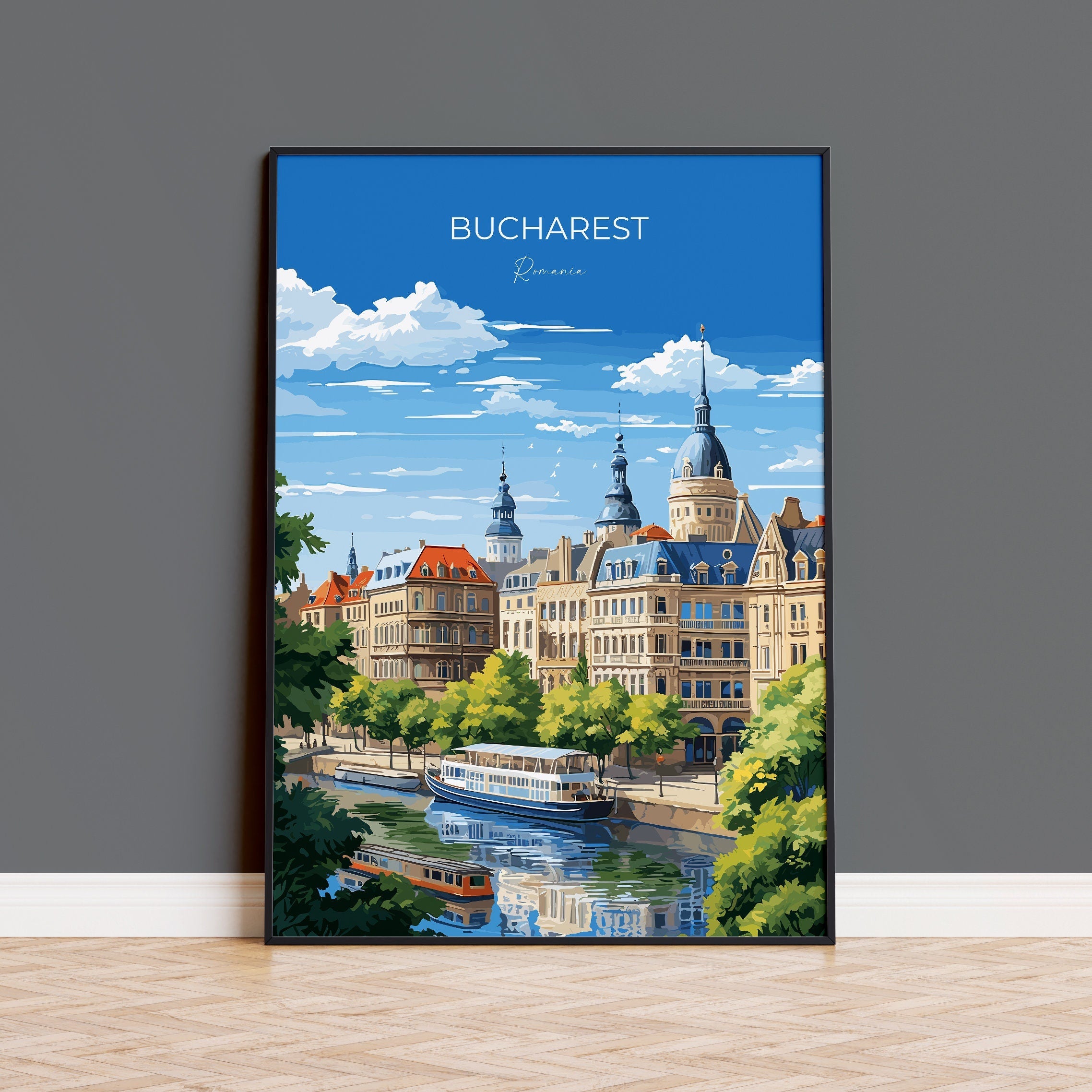 Bucharest Wall Art Travel Poster, Travel Print of Bucharest , Romania Poster, Bucharest Art Gift, Romania Art Travel Lovers Gift NQ Media Designs