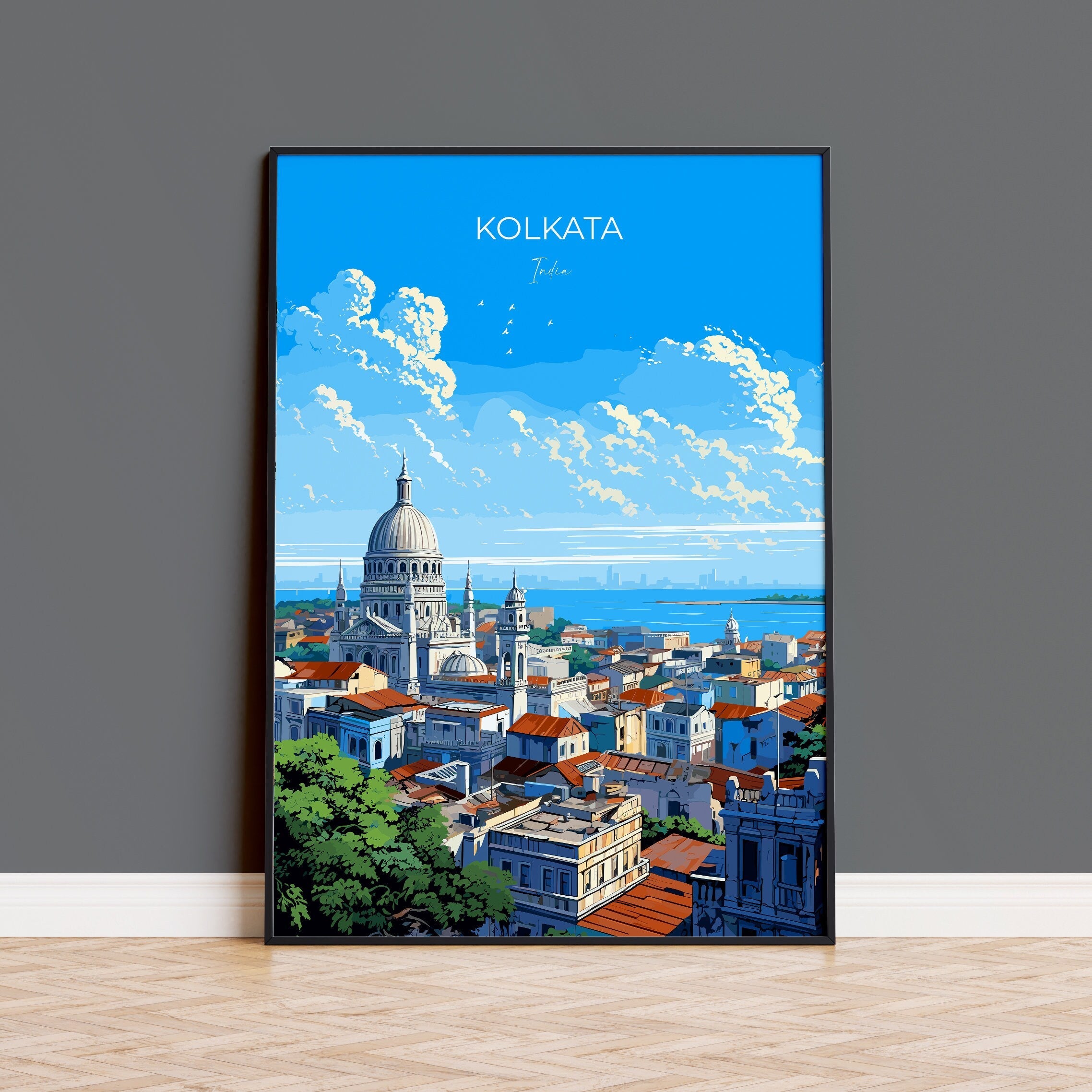 Kolkata Travel Print Wall Art, Travel Poster of Kolkata, India, Kolkata Art Gift, India Wall Art Print Gift NQ Media Designs