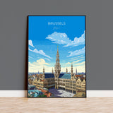 Brussels Wall Art Travel Poster, Travel Print of Brussels, Belgium Poster, Brussels Art Gift, Belgian Art Lovers Travel Gift NQ Media Designs