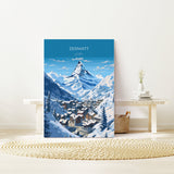Zermatt Wall Art Travel Print, Travel Poster of Zermatt, Ski Poster, Zermatt Art Gift, Austria Ski Art Travel Lovers Gift NQ Media Designs