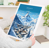 Zermatt Wall Art Travel Print, Travel Poster of Zermatt, Ski Poster, Zermatt Art Gift, Austria Ski Art Travel Lovers Gift NQ Media Designs