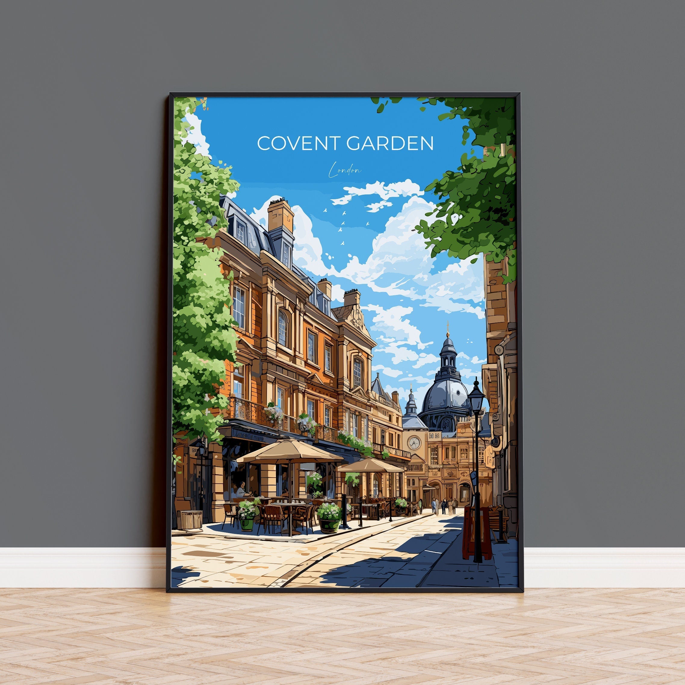 Covent Garden Travel Poster Wall Art, Travel Print of Covent Garden, London Poster, Covent Garden Gift, Covent Garden Art Lovers Gift NQ Media Designs