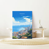 Penang Travel Poster Wall Art, Travel Print of Penang, Malaysia, Penang Art Gift, Wall Art Travel Gift NQ Media Designs