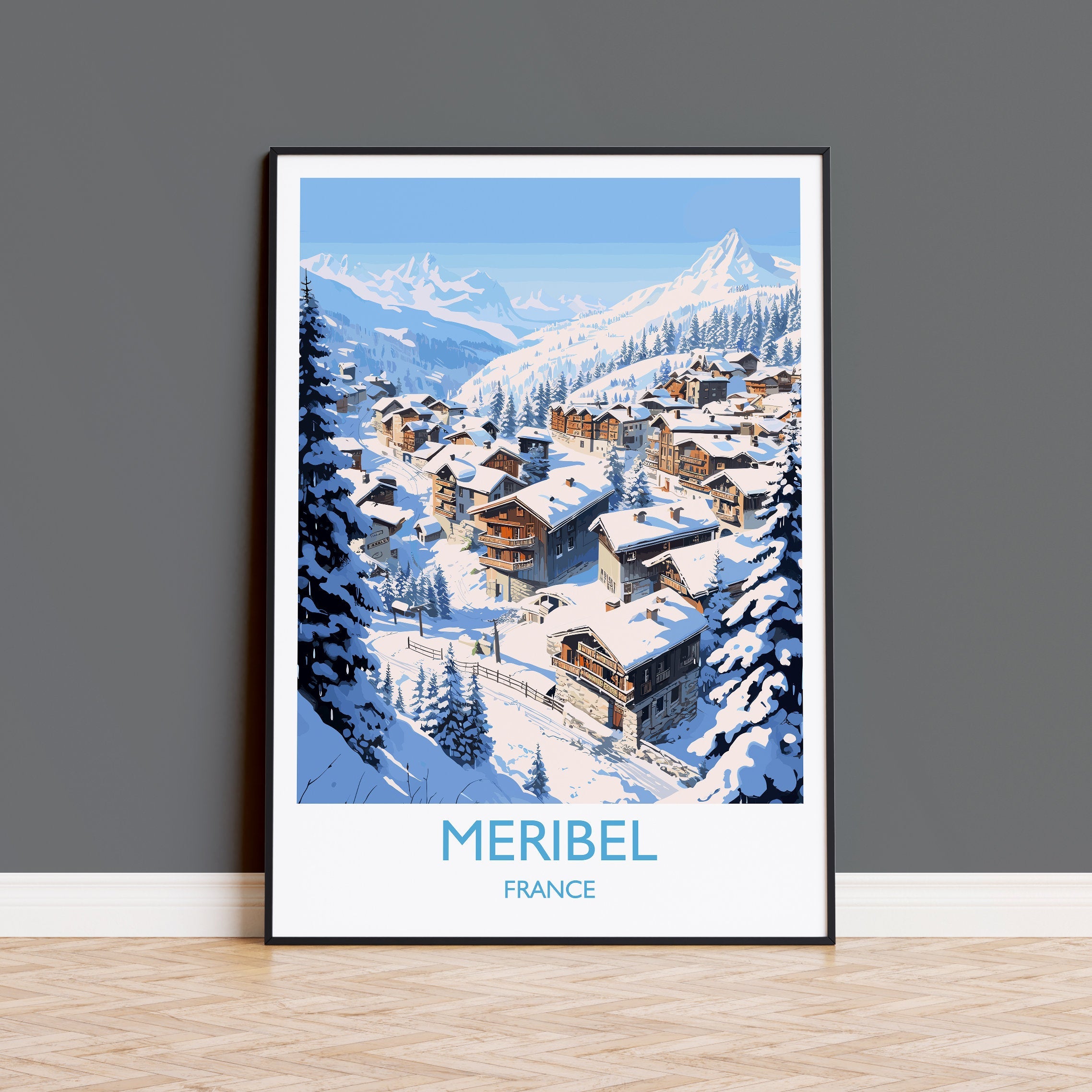 Meribel Wall Art Travel Poster, Travel Print of Meribel, Ski Poster, Meribel Art Gift, France Ski Art Travel Gift NQ Media Designs