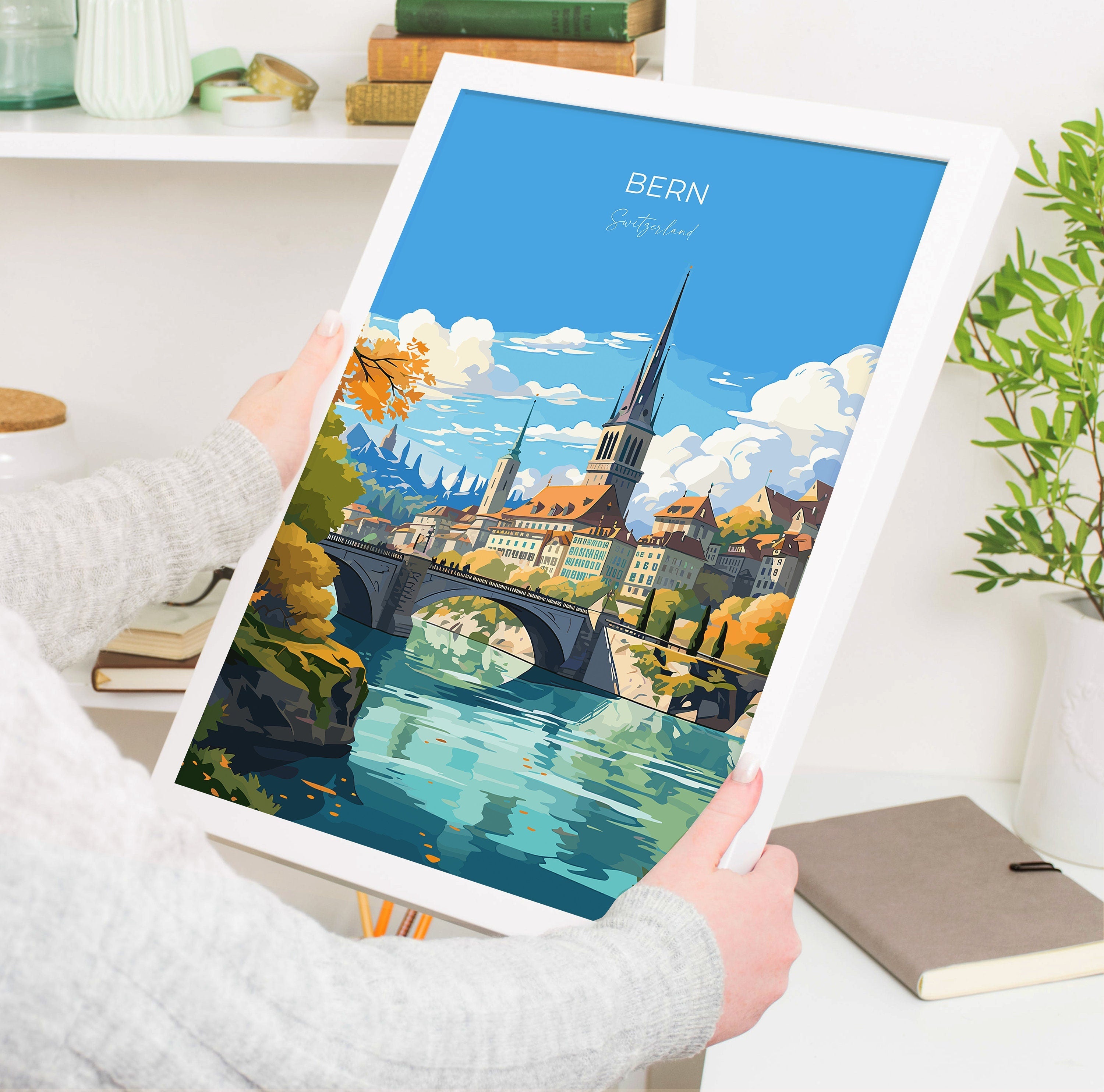 Bern Travel Print Wall Art, Travel Poster of Bern, Swiss Poster, Bern Art Gift, Switzerland Art Travel Gift NQ Media Designs