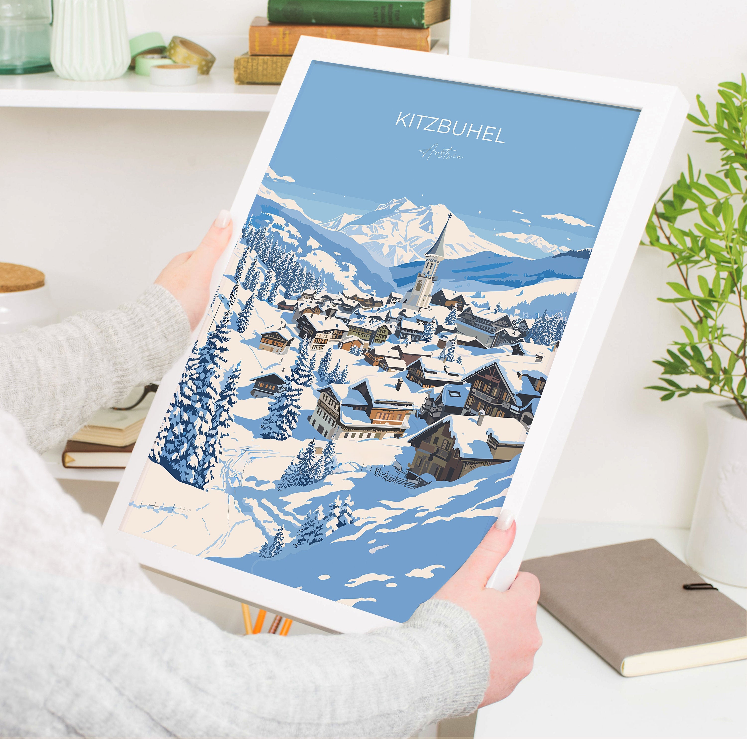 Kitzbuhel Wall Art Travel Print, Travel Poster of Kitzbuhel, Ski Poster, Kitzbuhel Art Gift, Austria Ski Art Travel Gift NQ Media Designs
