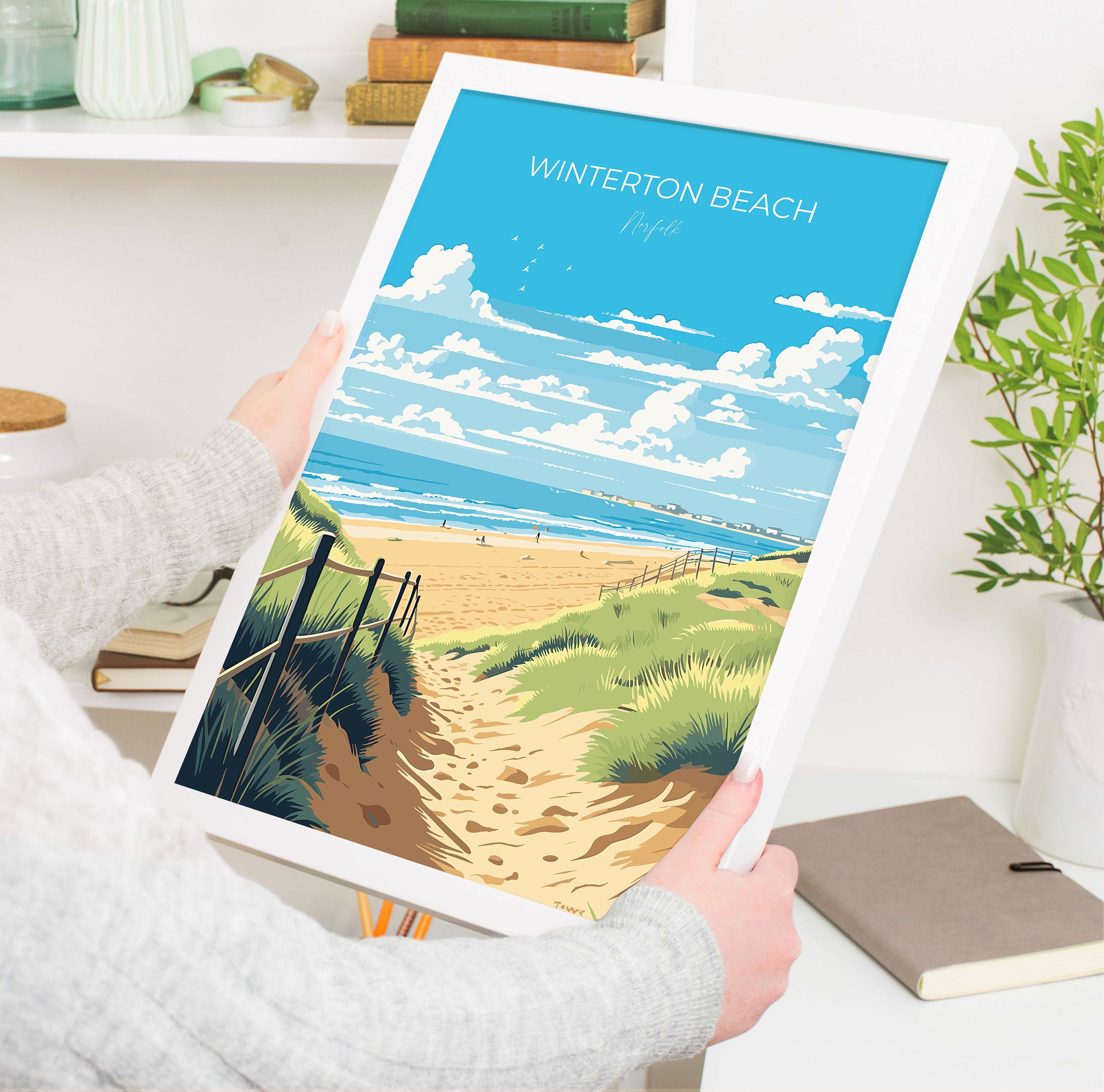 Winterton Beach Print Wall Art, Travel Poster of Winterton Beach, Norfolk, England, Winterton Beach Gift, Norfolk Art Gift, Wall Art Print NQ Media Designs