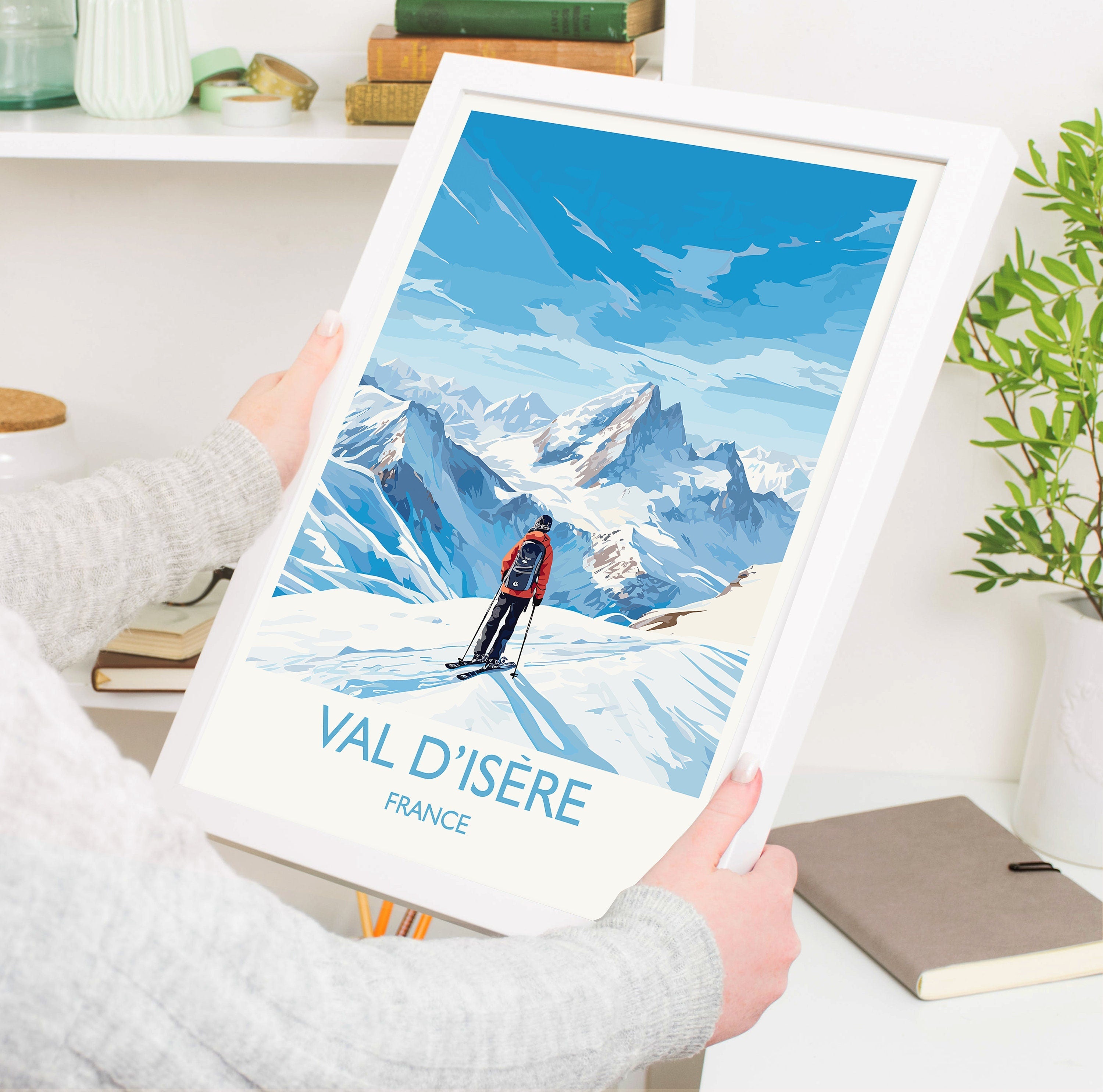 Val d'isere Wall Art Travel Poster, Travel Print of Val d'isere, Ski Poster, Val d'isere Art Gift, French Ski Art lover Travel Gift NQ Media Designs