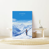 St Anton Wall Art Travel Poster, Travel Print of St Anton, Ski Poster, St Anton Art Lovers Gift, Austria Ski Art Travel Gift NQ Media Designs