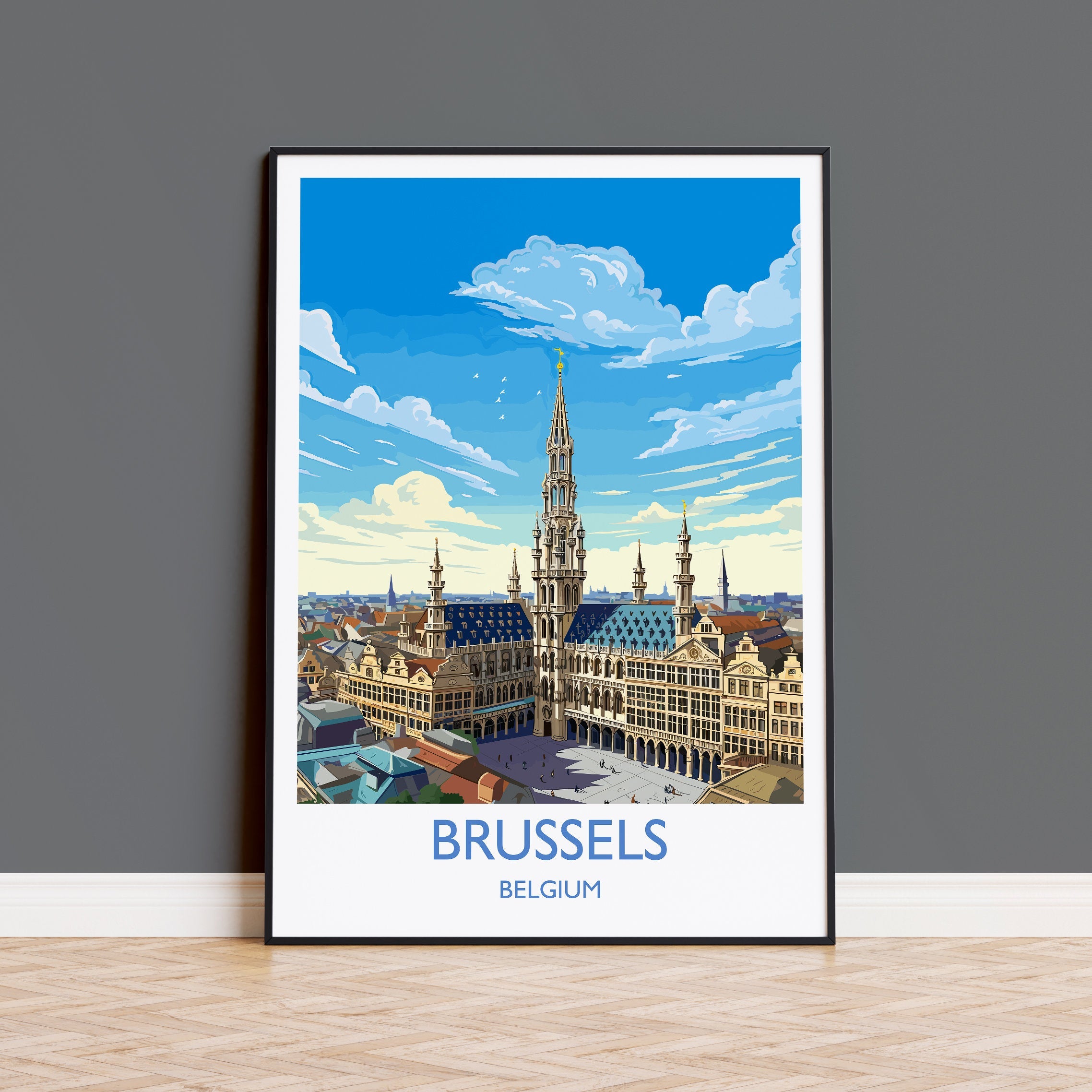 Brussels Wall Art Travel Poster, Travel Print of Brussels , Belgium Poster, Brussels Art Gift, Belgian Art Lovers Travel Gift NQ Media Designs