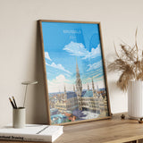 Brussels Wall Art Travel Poster, Travel Print of Brussels, Belgium Poster, Brussels Art Gift, Belgian Art Lovers Travel Gift NQ Media Designs