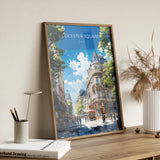 Leicester Square Travel Poster Wall Art, Travel Print of Leicester Square, London Poster, Leicester Square Art Lovers Gift NQ Media Designs