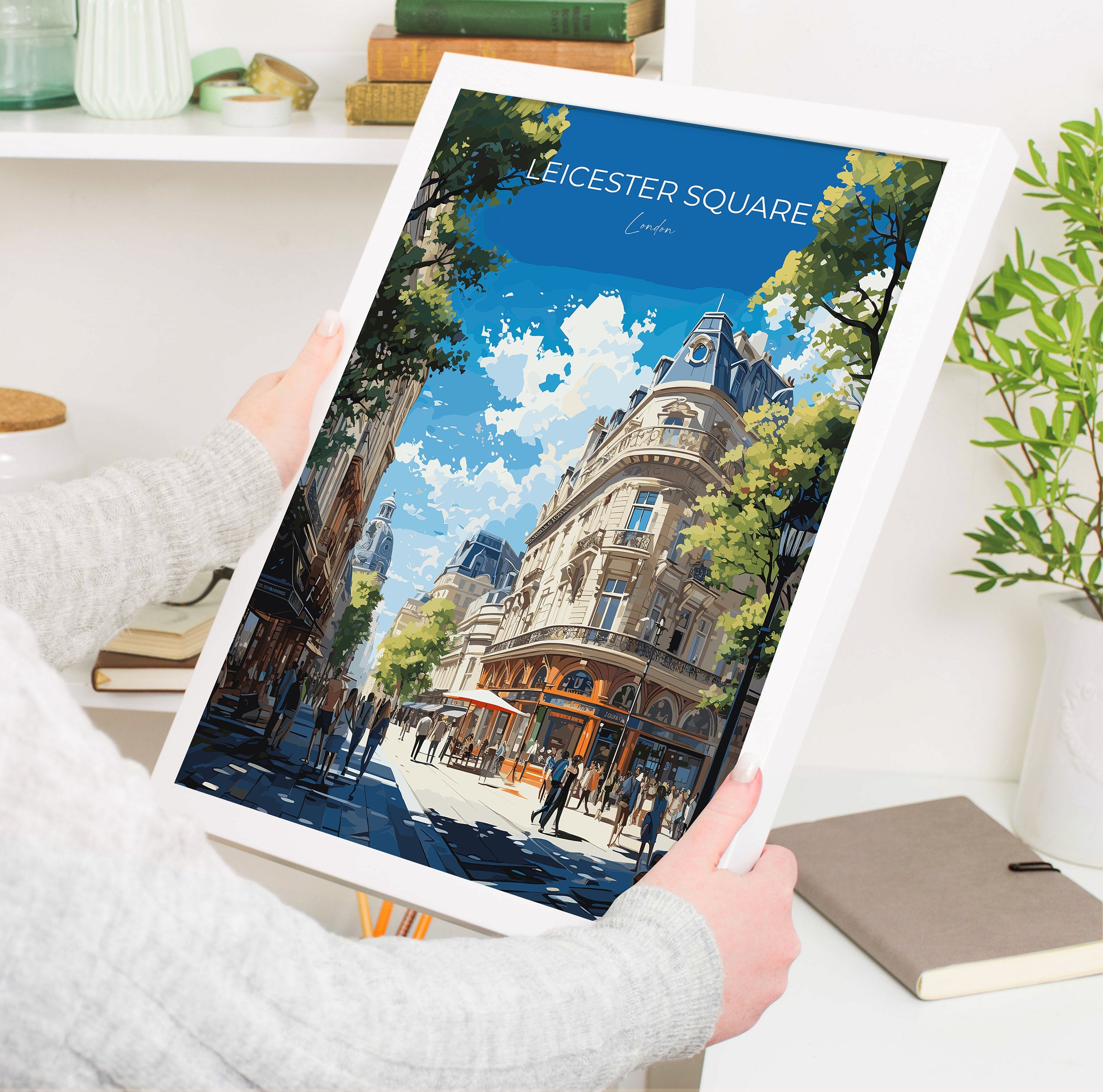 Leicester Square Travel Poster Wall Art, Travel Print of Leicester Square, London Poster, Leicester Square Art Lovers Gift NQ Media Designs