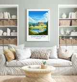 Chatsworth Travel Print Wall Art, Travel Poster of Chatsworth, England, Peak District Art Lovers Gift, Chatsworth Gift, English Countryside NQ Media Designs