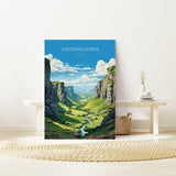 Cheddar Gorge Travel Poster Wall Art, Travel Print of Cheddar Gorge, Somerset, England, Cheddar Gorge Art Lovers Gift, Somerset Gift NQ Media Designs