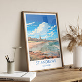 St Andrews Travel Poster Wall Art, Travel Print of St Andrews, Scotland, St Andrews Art Lovers Gift, St Andrews Gift NQ Media Designs