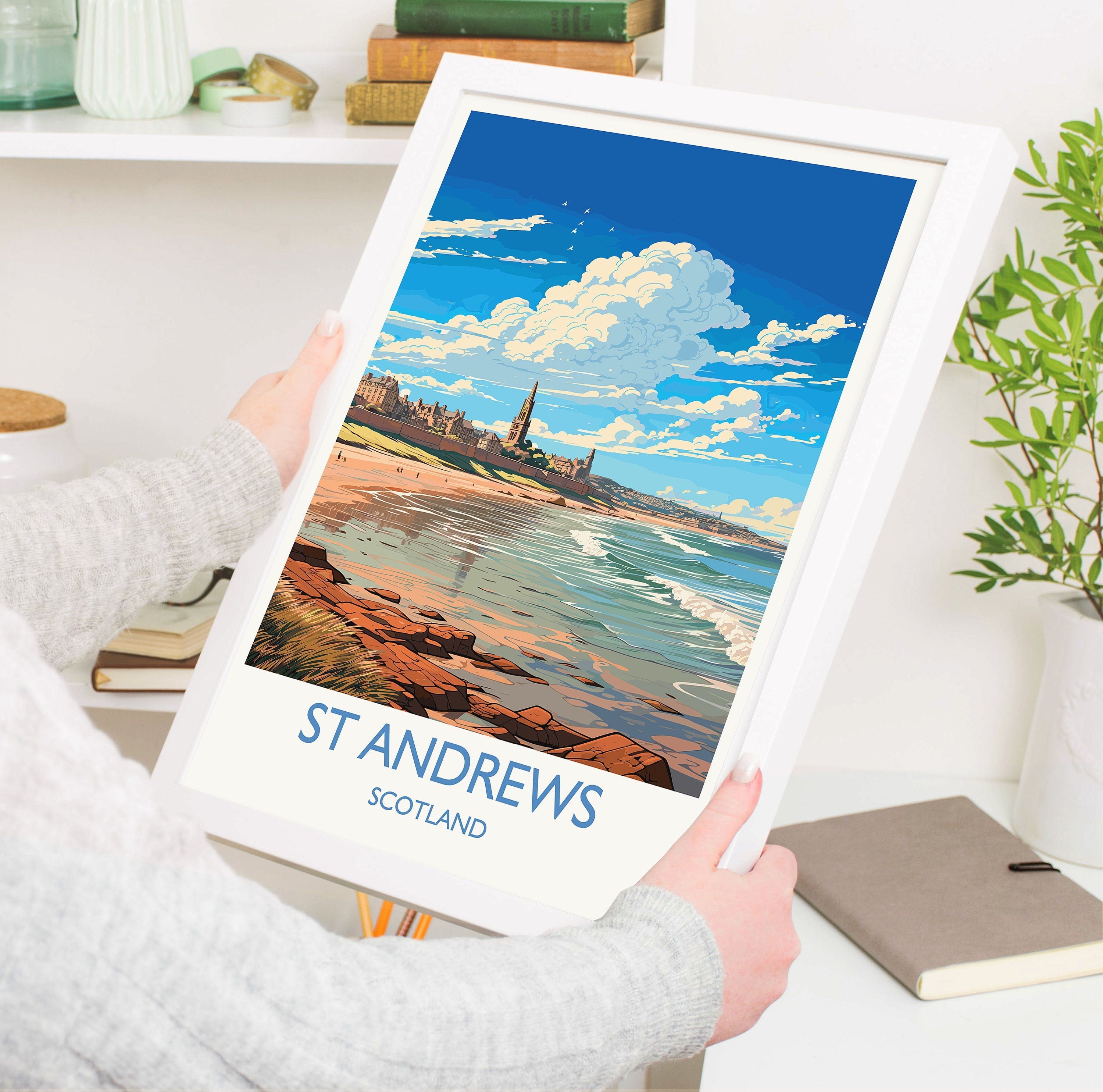 St Andrews Travel Poster Wall Art, Travel Print of St Andrews, Scotland, St Andrews Art Lovers Gift, St Andrews Gift NQ Media Designs