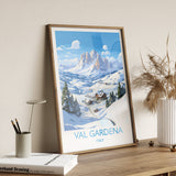 Val Gardena Wall Art Travel Poster, Travel Print of Val Gardena, Ski Poster Art Gift, Italy Dolomites Ski Art Travel Lovers Gift NQ Media Designs