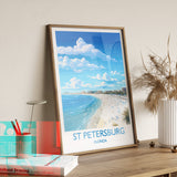 St Petersburg Travel Print, Travel Poster of St Petersburg, St Petersburg Beach Gift,Florida Art Gift,USA Wall Art Print NQ Media Designs
