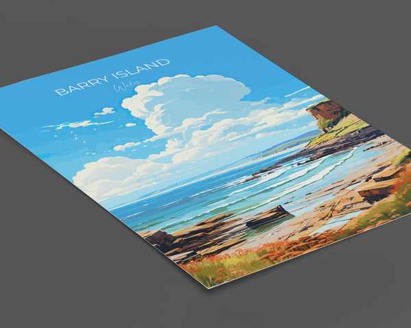 Barry Island Travel Poster Wall Art, Barry Island Travel Print, Wales, Welsh Art, Barry Island Gift, Wall Art Print
