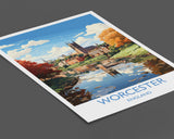 Worcester Travel Print Wall Art, Travel Poster of Worcester, Worcester Art Gift, England, English Countryside Art Lovers Gift, NQ Media Designs