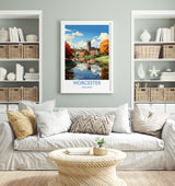 Worcester Travel Print Wall Art, Travel Poster of Worcester, Worcester Art Gift, England, English Countryside Art Lovers Gift, NQ Media Designs