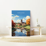 Worcester Poster Travel Wall Art, Travel Print of Worcester, Worcester Art Gift, England, English Countryside Art Lovers Gift, NQ Media Designs