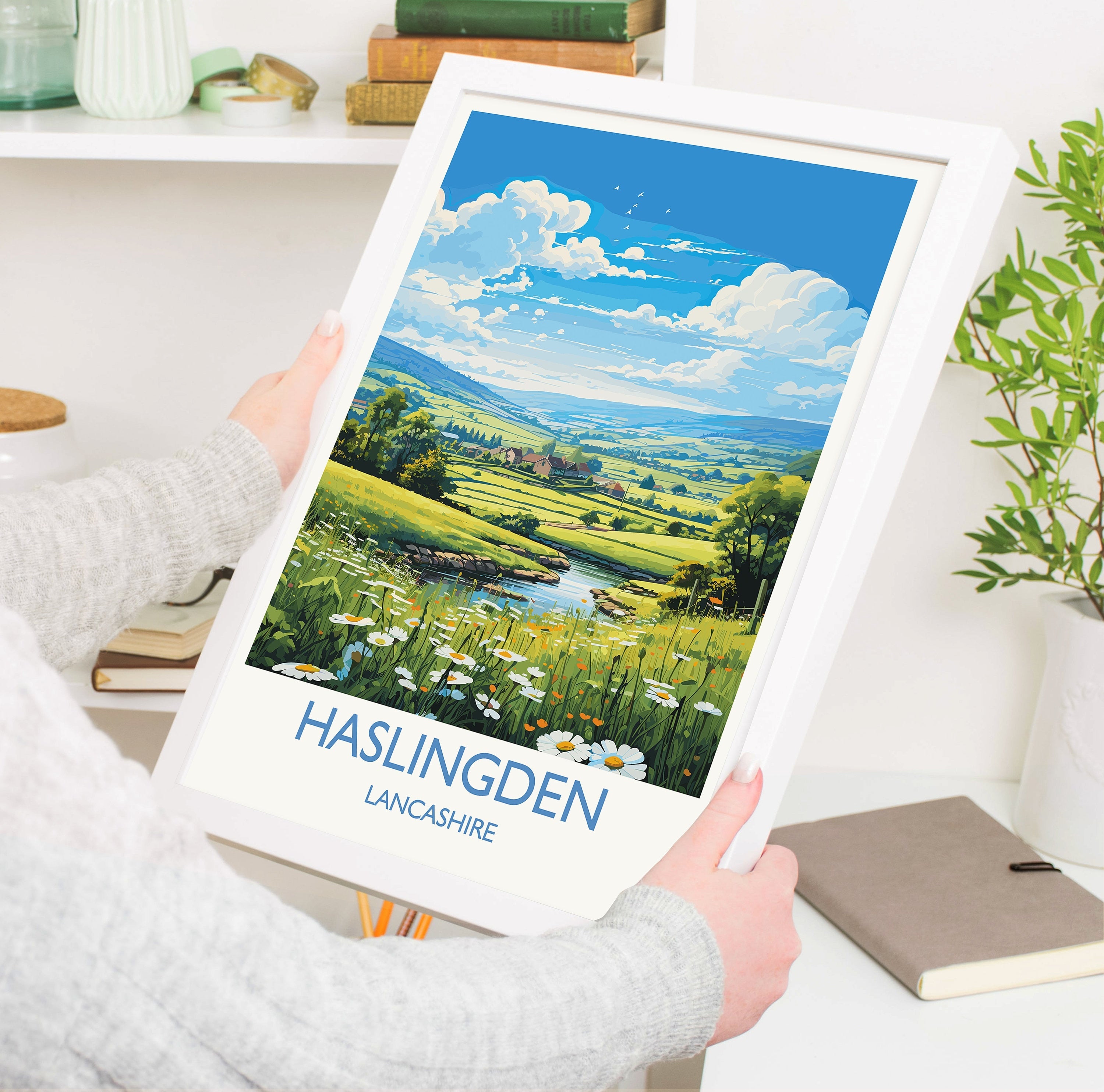 Haslingden Travel Print Wall Art, Travel Poster of Haslingden, Rossendale Art Gift, England, English Countryside Art Lovers Gift, NQ Media Designs