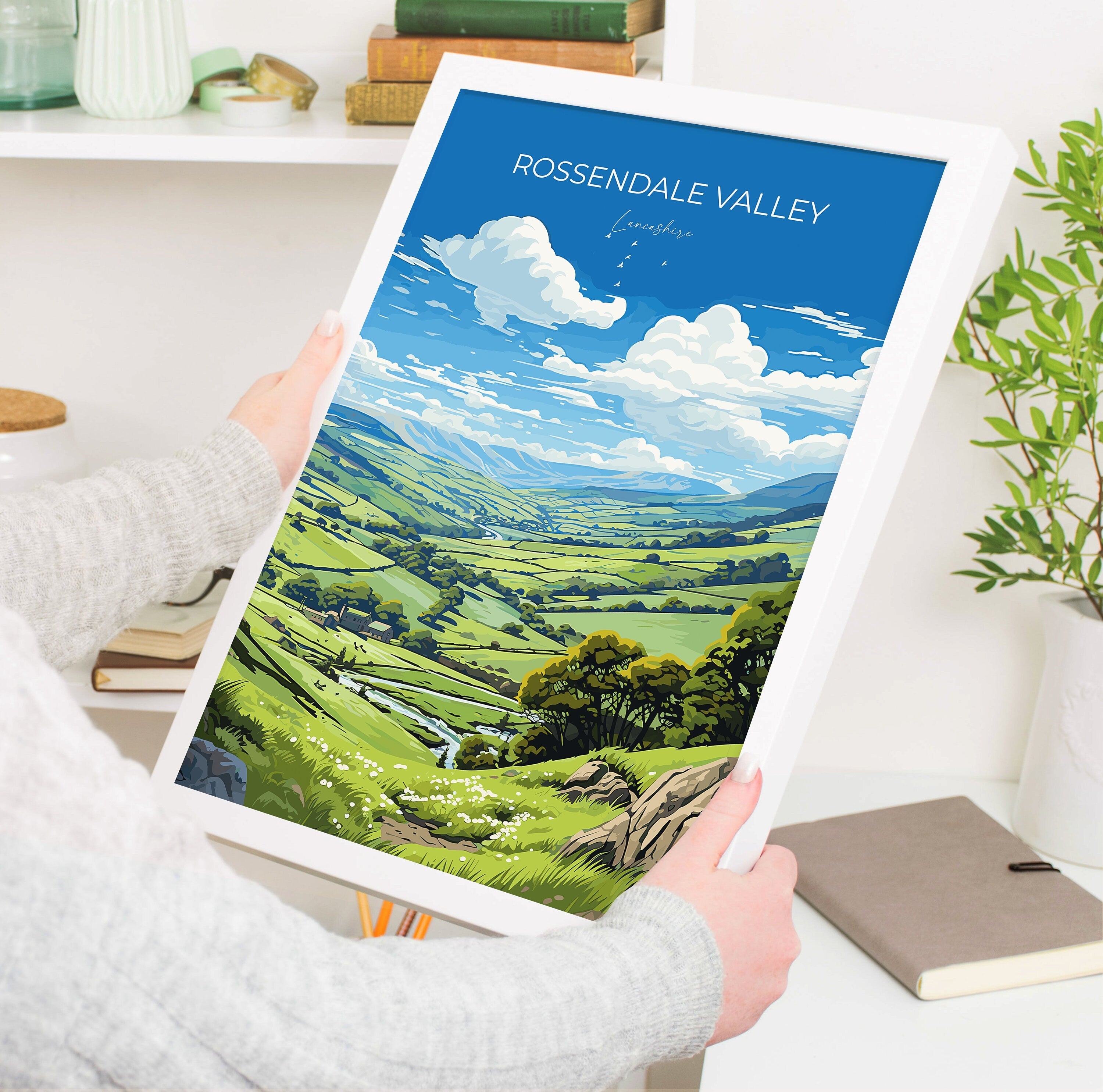 Rossendale Valley Print Wall Art, Travel Poster of Rossendale Valley, Rossendale Art Gift, English Countryside Art Lovers Gift, NQ Media Designs