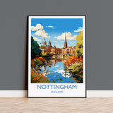 Nottingham Travel Poster Wall Art, Travel Print of Nottingham, Nottinghamshire, England, English City Lovers Gift, Nottingham Art NQ Media Designs