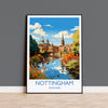 Nottingham Travel Poster Wall Art, Travel Print of Nottingham, Nottinghamshire, England, English City Lovers Gift, Nottingham Art