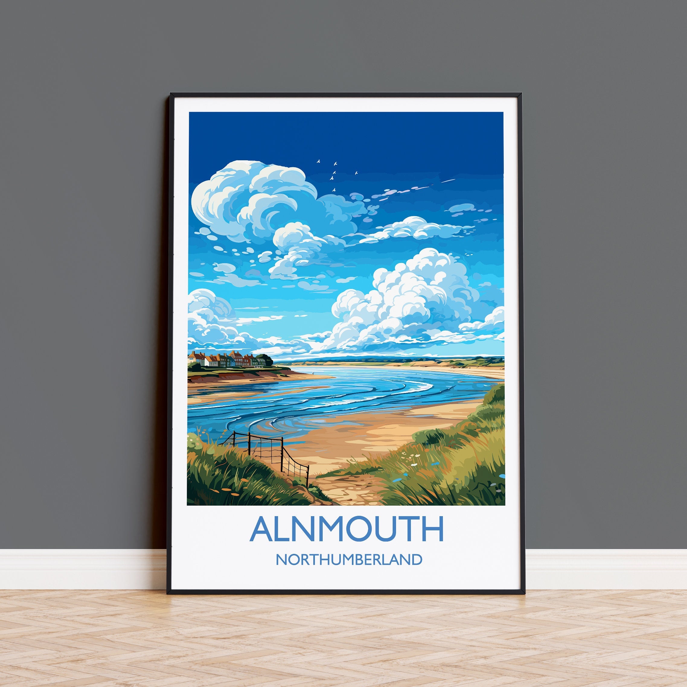 Alnmouth Travel Print Wall Art, Travel Poster of Alnmouth, Northumberland Art Gift, England, Alnmouth Art Lovers Gift, NQ Media Designs