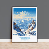 Verbiere Wall Art Travel Poster, Travel Print of Verbiere,Ski Poster, Verbiere Art Gift, Switzerland Ski Art Travel Lovers Gift NQ Media Designs