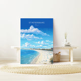 St Petersburg Travel Print, Travel Poster of St Petersburg, St Petersburg Beach Gift, Florida Art Gift, USA Wall Art Print NQ Media Designs