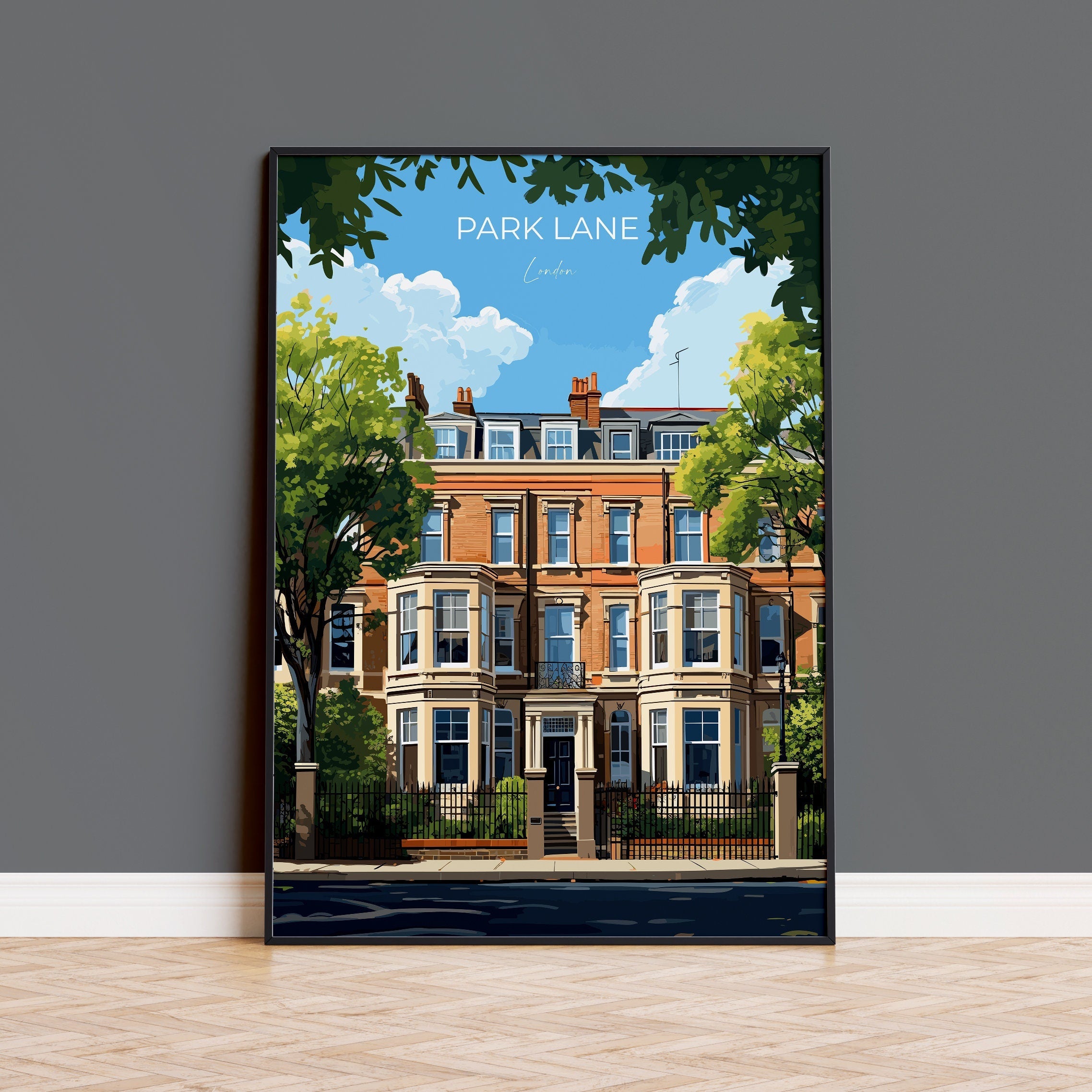 Park Lane Travel Poster Wall Art, Travel Print of Park Lane, London Poster, Park Lane Gift, Park Lane Art, London Art Lovers UK Travel Gift NQ Media Designs