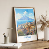Naples Travel Print, Travel Poster of Naples , Italy, City of Naples,Italy Art Lovers Gift,Naples Wall Art Print NQ Media Designs