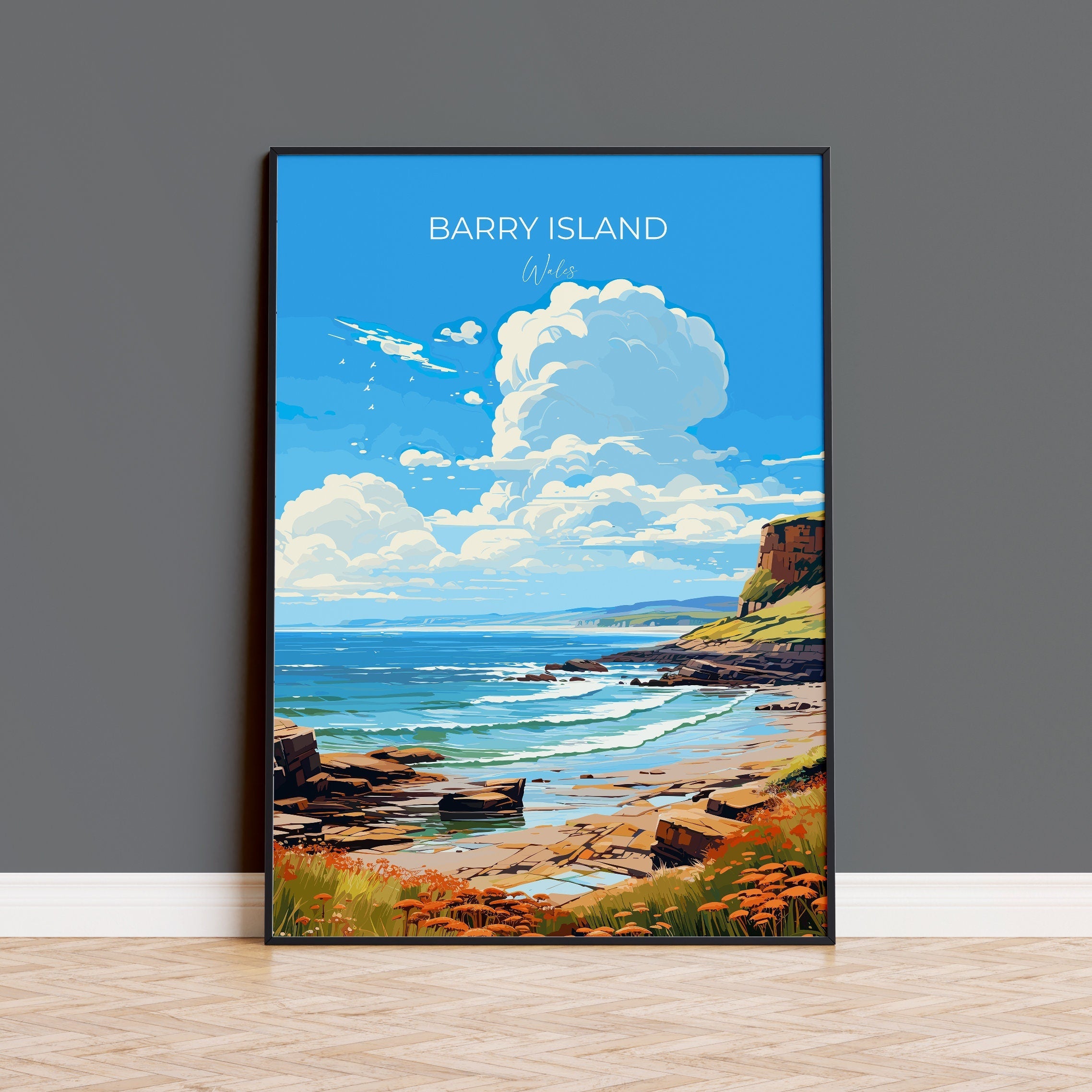 Barry Island Travel Poster Wall Art, Barry Island Travel Print, Wales, Welsh Art, Barry Island Gift, Wall Art Print NQ Media Designs