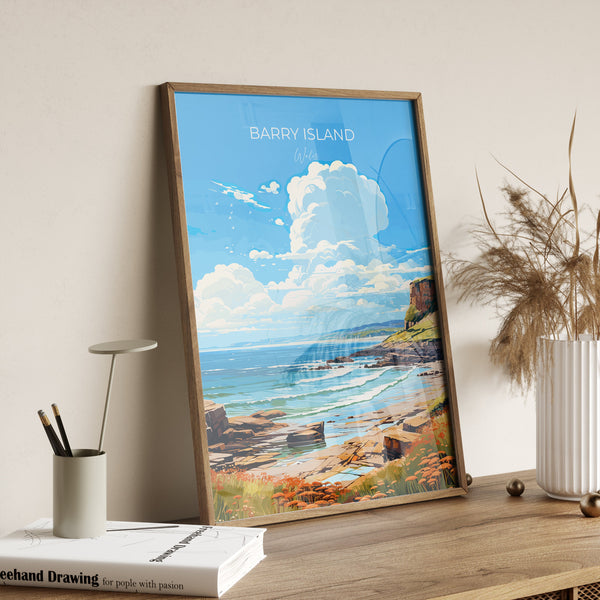Barry Island Travel Poster Wall Art, Barry Island Travel Print, Wales, Welsh Art, Barry Island Gift, Wall Art Print