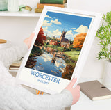 Worcester Travel Print Wall Art, Travel Poster of Worcester, Worcester Art Gift, England, English Countryside Art Lovers Gift, NQ Media Designs