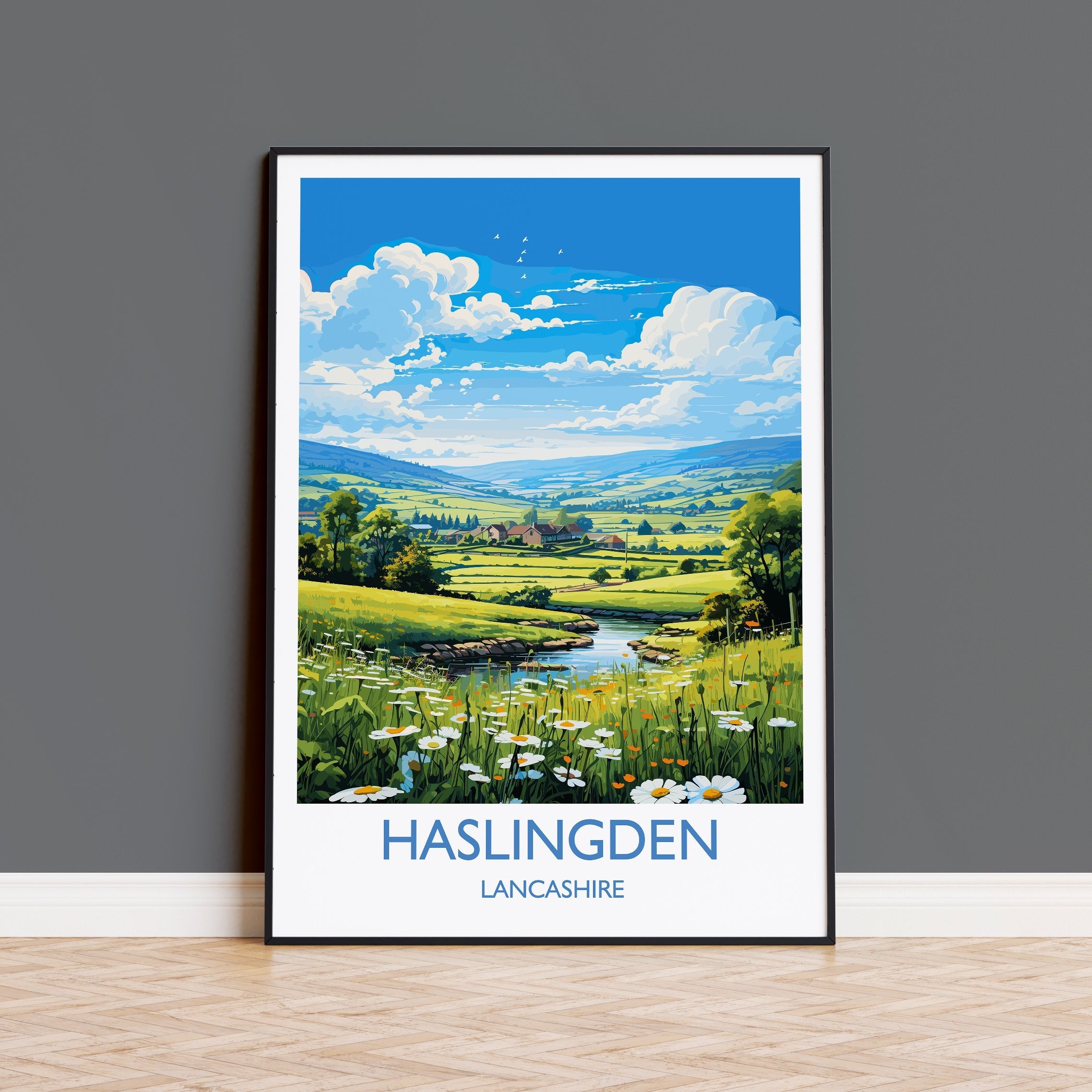 Haslingden Travel Print Wall Art, Travel Poster of Haslingden, Rossendale Art Gift, England, English Countryside Art Lovers Gift, NQ Media Designs