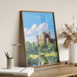 Warwick Travel Print Wall Art, Travel Poster of Warwick, Warwick Art Gift, English Countryside Art Lovers Gift, NQ Media Designs