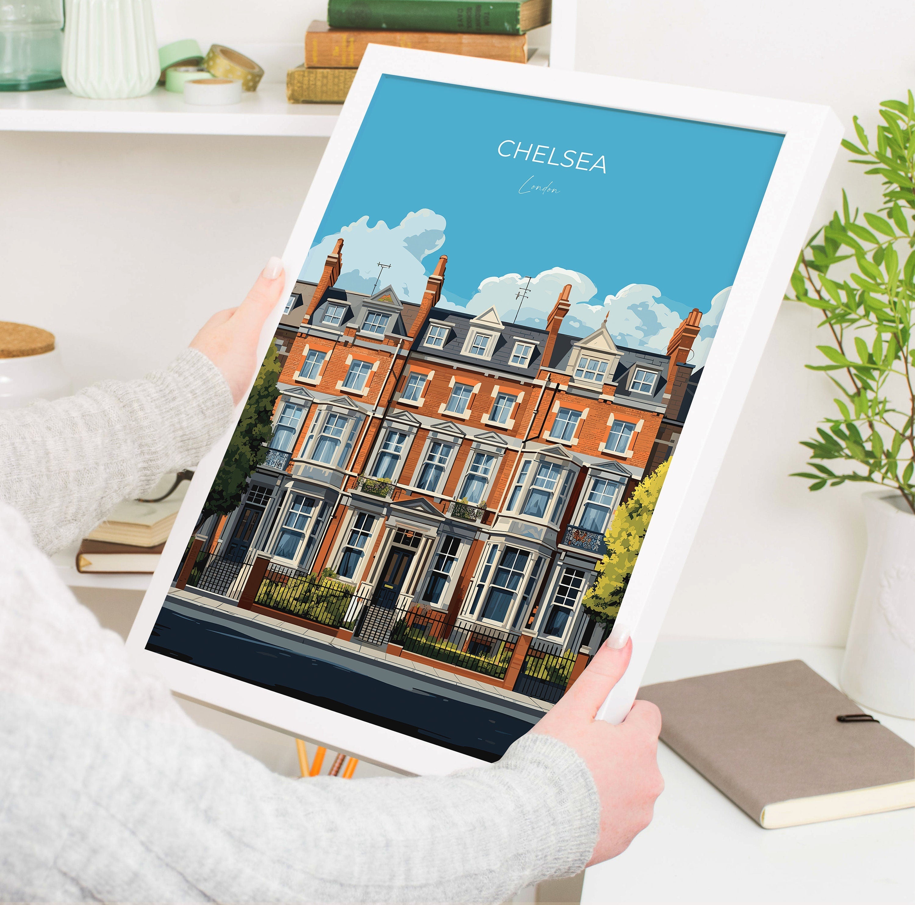 Chelsea Travel Poster Wall Art, Travel Print of Chelsea, London Poster, Chelsea Gift, Chelsea Art, London Art UK Travel Gift NQ Media Designs